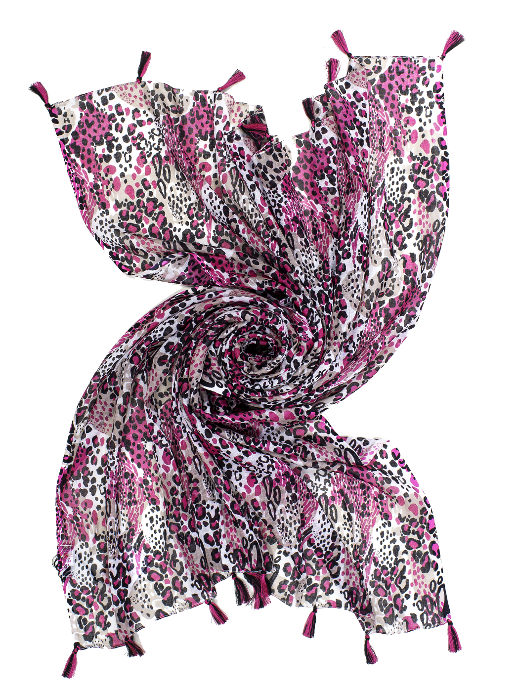 PAREO POP ANIMALIER WITH TASSELS,100X180 - PINK
